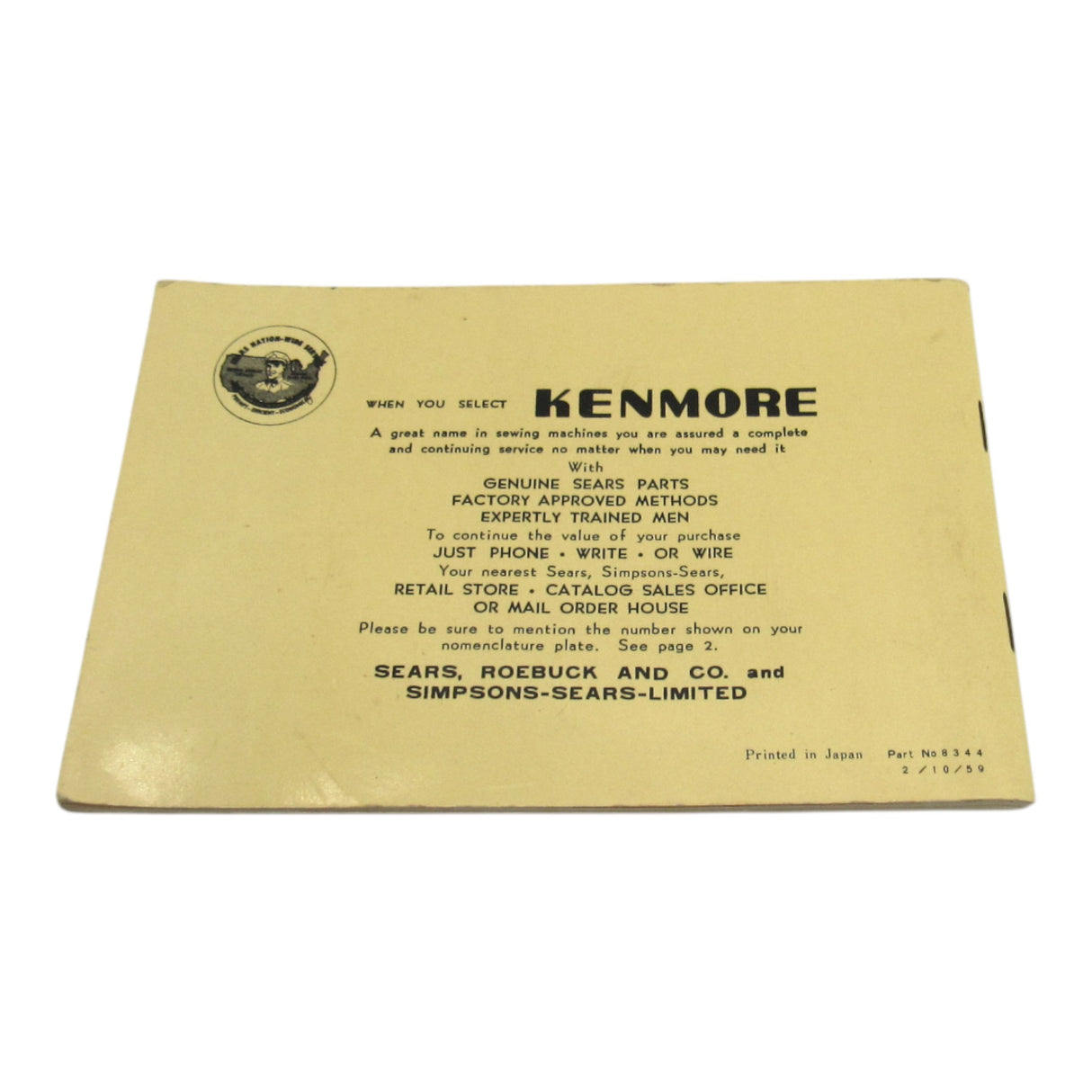 Original Kenmore Model 88 Instruction Manual Tri-Span 88 - Central Michigan Sewing Supplies