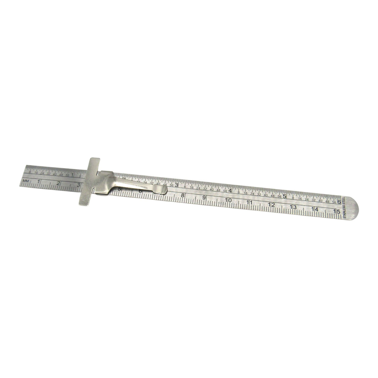 Metric 6" Steel Ruler with Pocket Clip - Part #301ME - Central Michigan Sewing Supplies