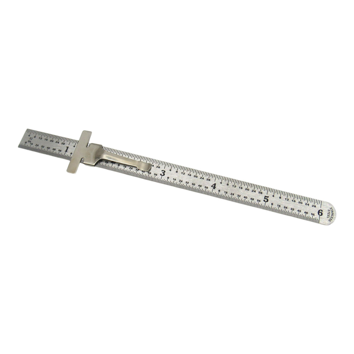 6 Inch Steel Ruler with Pocket Clip - Imperial - Part #300/1 - Central Michigan Sewing Supplies