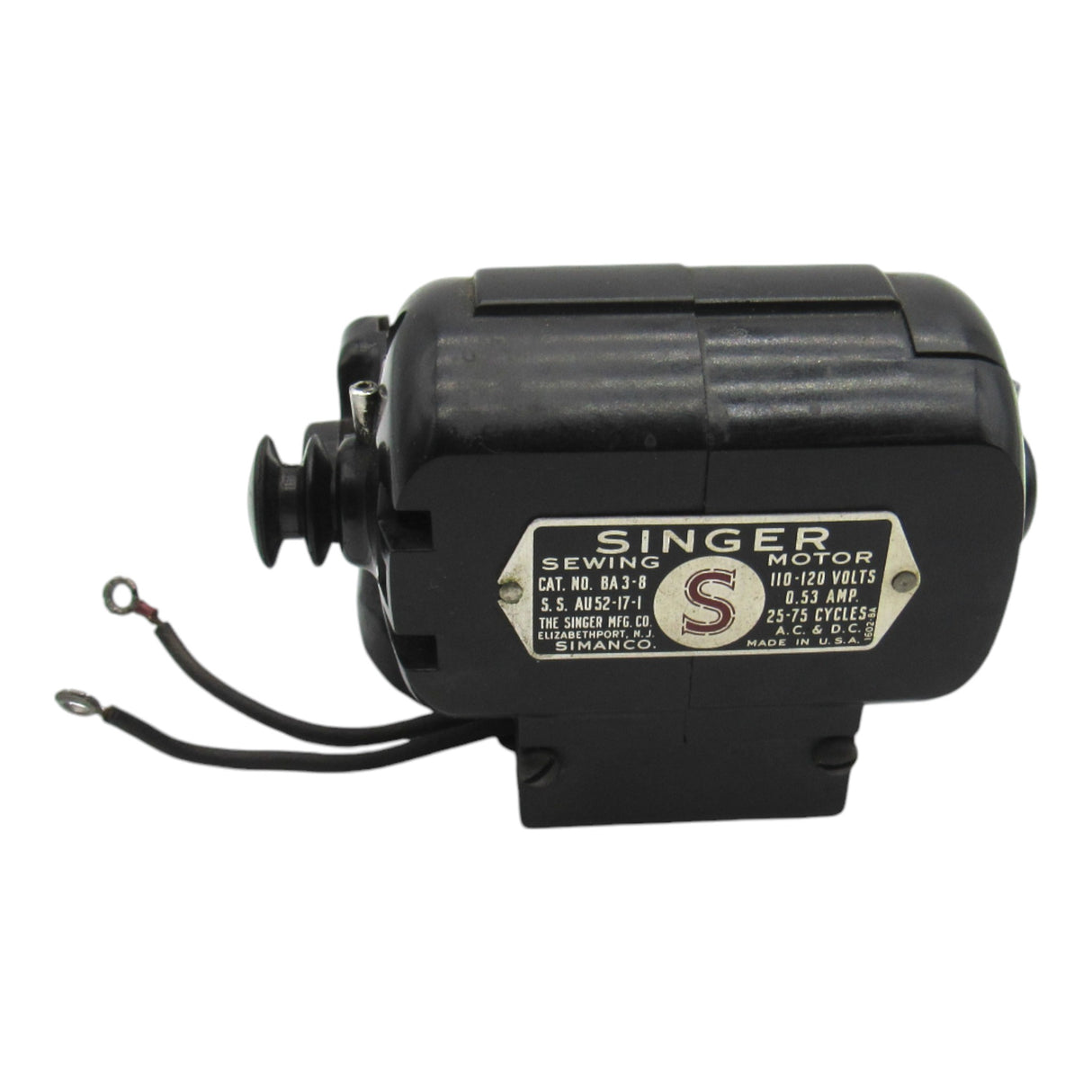 Vintage Original Singer Motor BA 3-8 (Black) - Central Michigan Sewing Supplies