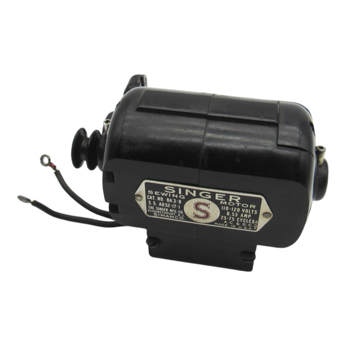Vintage Original Singer Motor BA 3-8 (Black) - Central Michigan Sewing Supplies
