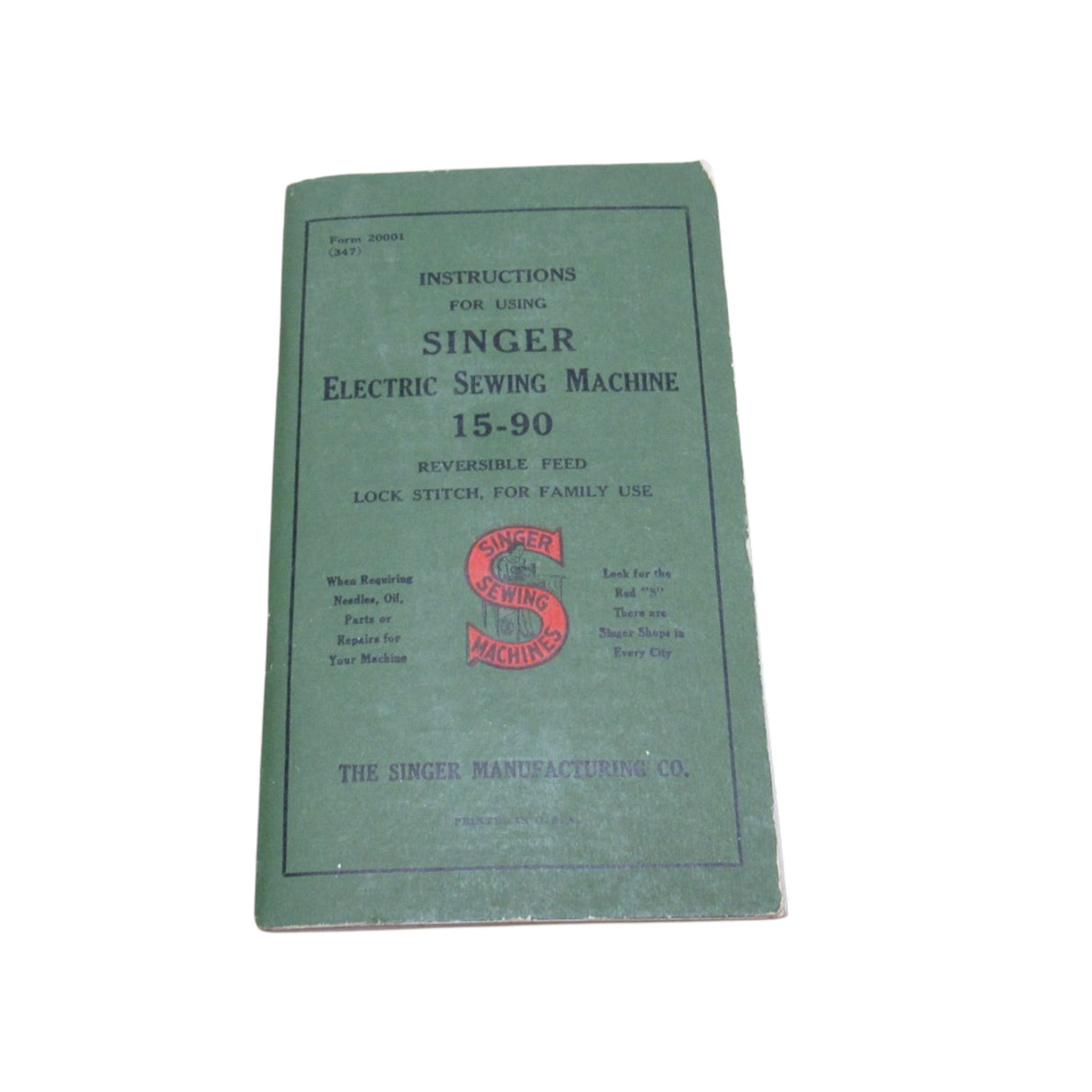 Genuine Vintage Singer Model 15-90 Instruction Manual - 64 Pages - 1946 Copyright