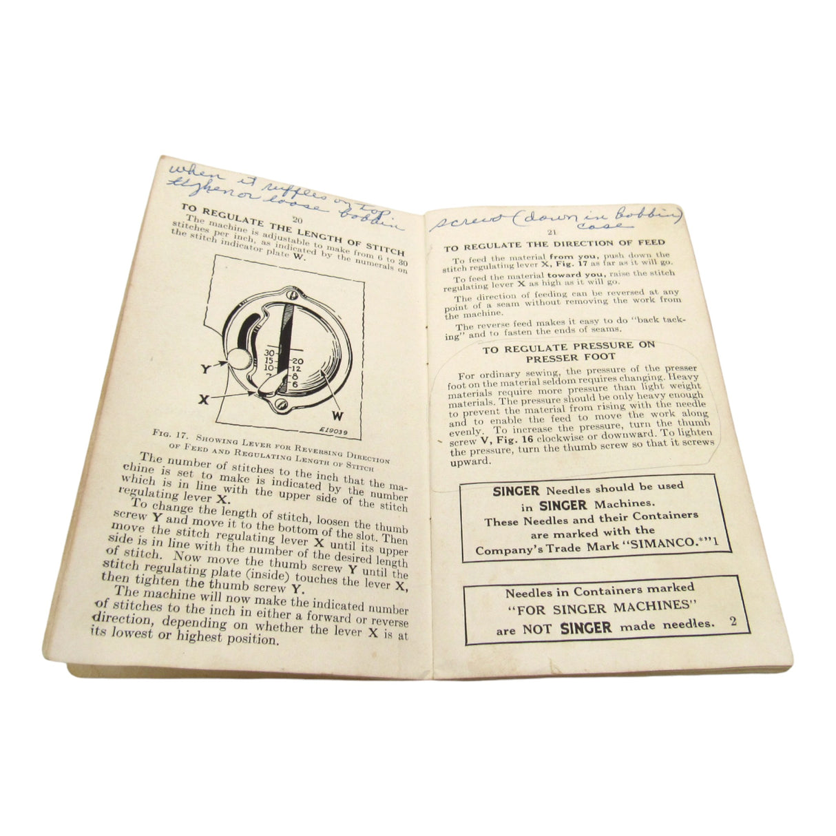 Vintage Original Singer Sewing Machine Model 15-91 Instruction Manual - Central Michigan Sewing Supplies