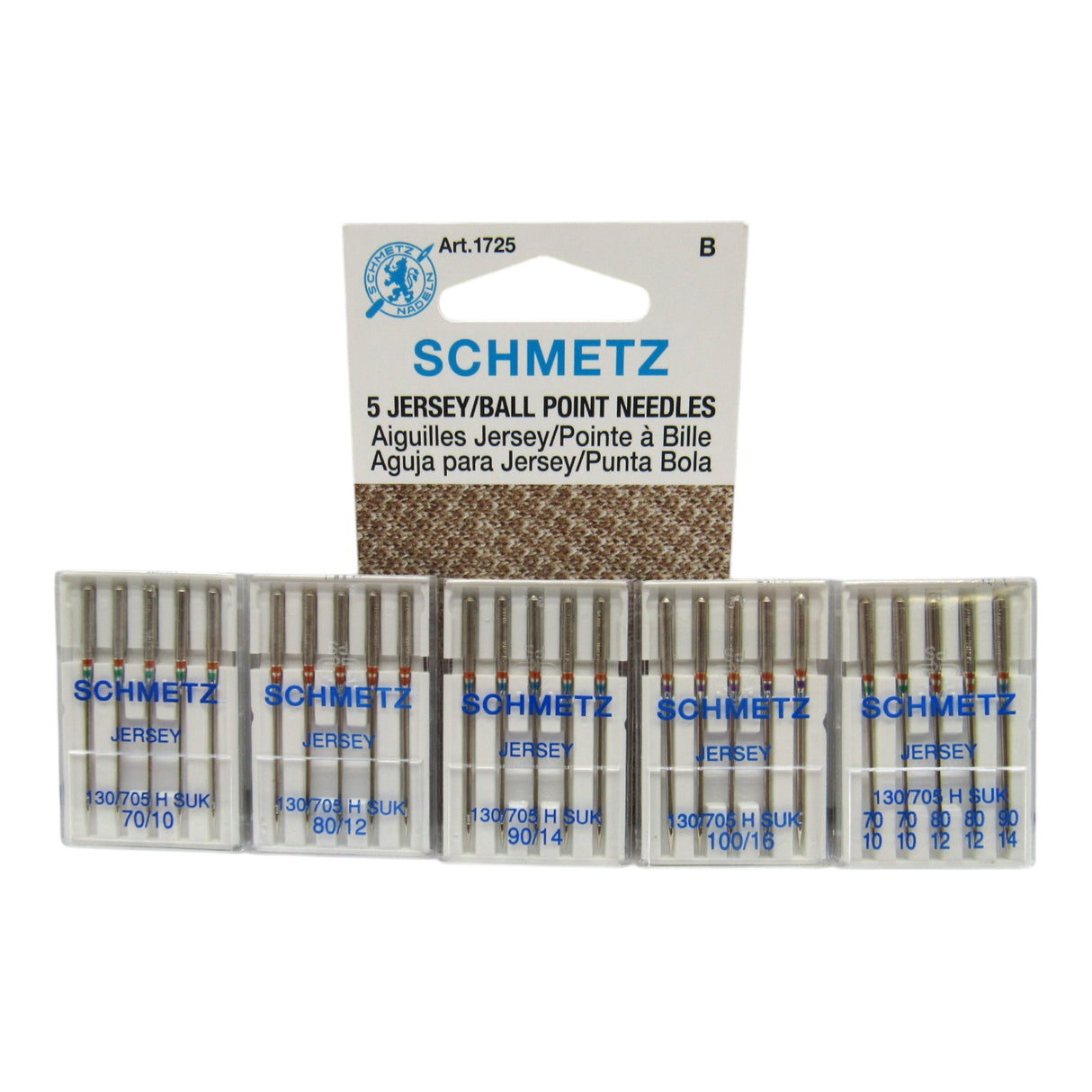 Schmetz Sewing Machine Needles Jersey Ball Point 15x1 Available in size 10, 12, 14, 16, and assortment pack - Central Michigan Sewing Supplies