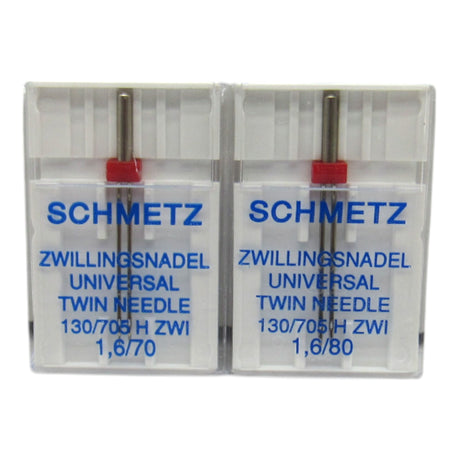 Schmetz Sewing Machine Twin Needle 1.6 mm Wide Available is size 10, 12 - Central Michigan Sewing Supplies