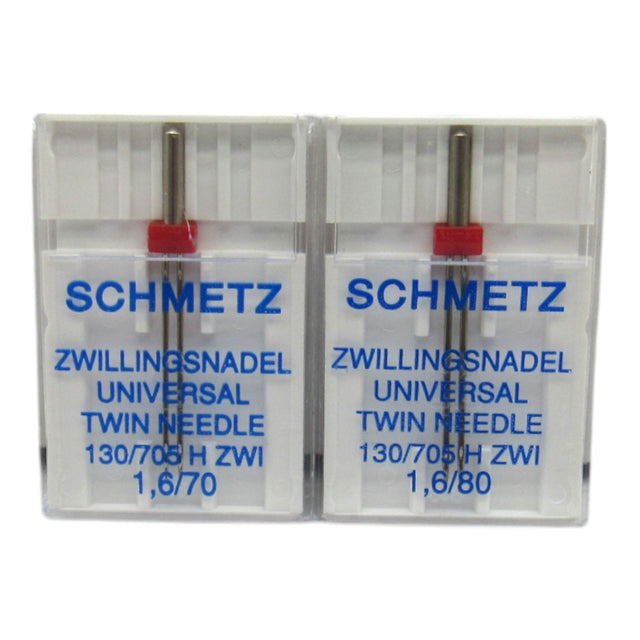 Schmetz Sewing Machine Twin Needle 1.6 mm Wide Available is size 10, 12 - Central Michigan Sewing Supplies