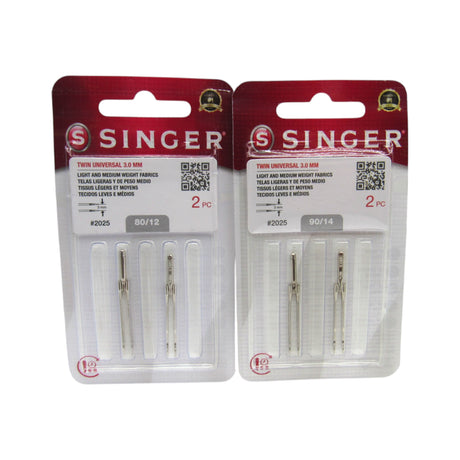 Sewing Machine Twin Needles - Singer Brand 3 mm Wide - Size 12 or 14 - Central Michigan Sewing Supplies