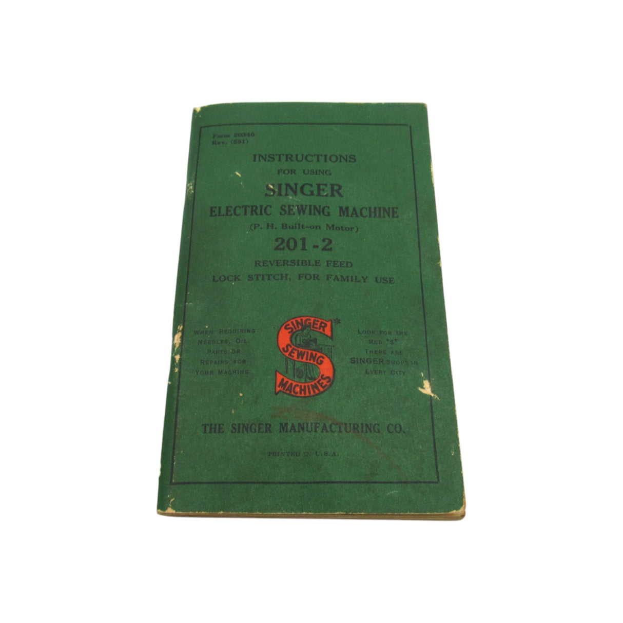 Vintage Original Singer Sewing Machine Model 201-2 Instruction Manual - Central Michigan Sewing Supplies