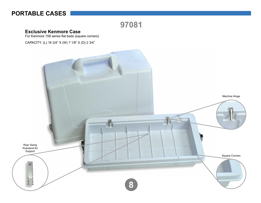 Carrying Case for Kenmore Sewing Machine (16 5/8" x 7 1/4" Flat Bed) - Central Michigan Sewing Supplies