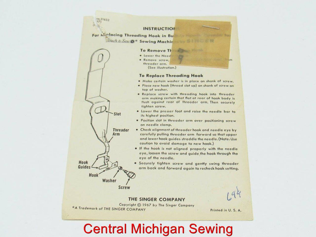 Vintage Original Needle Threader hooks - Fits Singer 600 & 700 Series Machines