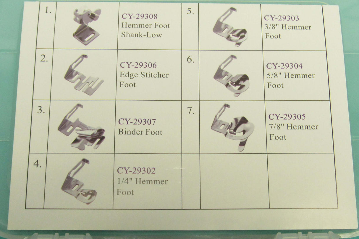 Special Hemmer Feet and Binder Set- Fits Most Low Shank ZigZag Sewing Machines - Central Michigan Sewing Supplies