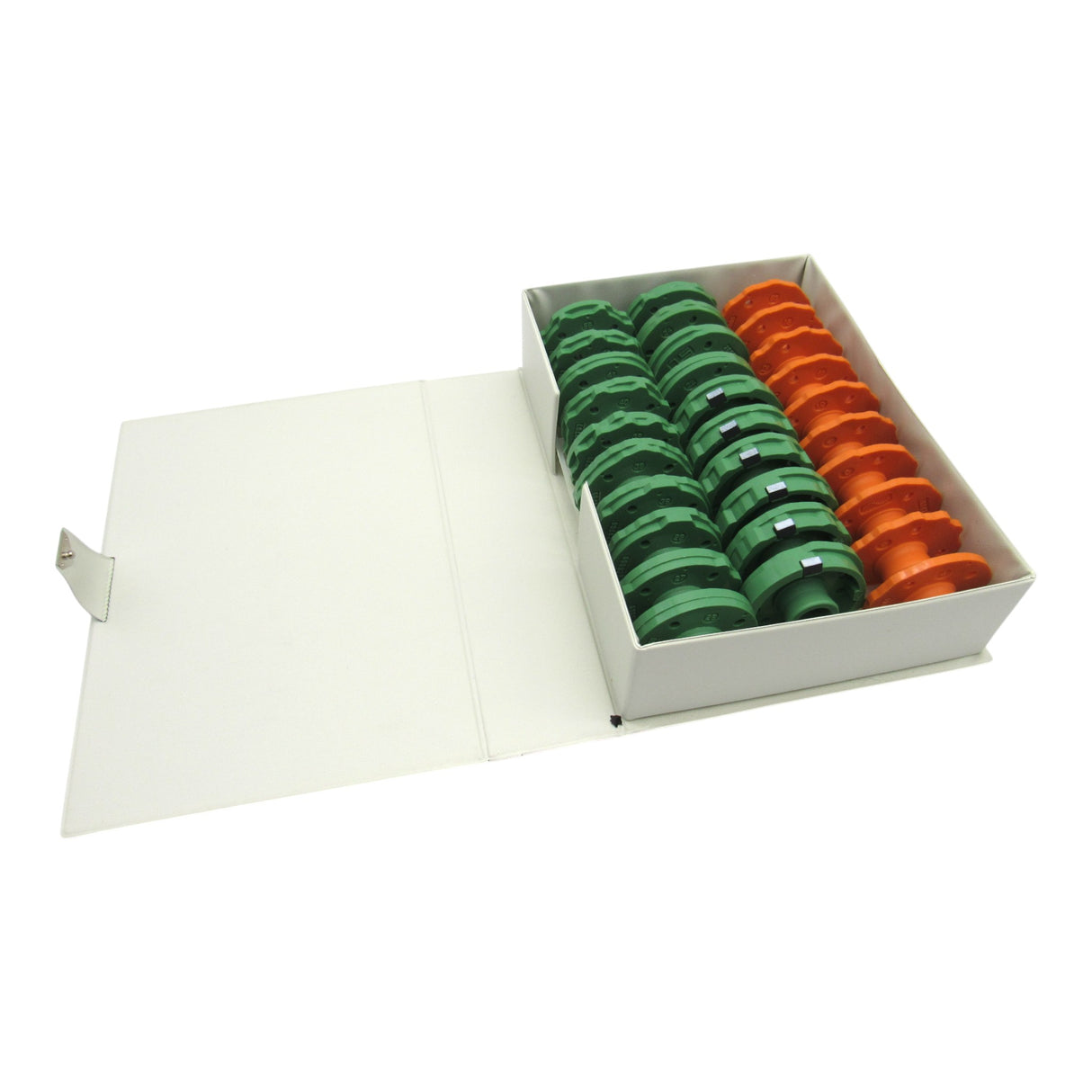 Vintage Kenmore Model 158.1980 Pattern Cams Set - 30pc Green & Orange with Magnetic Cams - Central Michigan Sewing Supplies