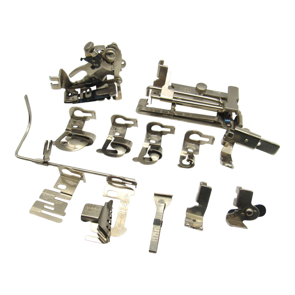 Greist Low Shank Attachments Set - Singer Models 15, 27, 66, 99, 201, 221 - 11 Pieces