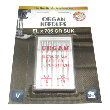 Organ ELx705 CR Chromium Serger Needles - Overlock & Cover Stitch