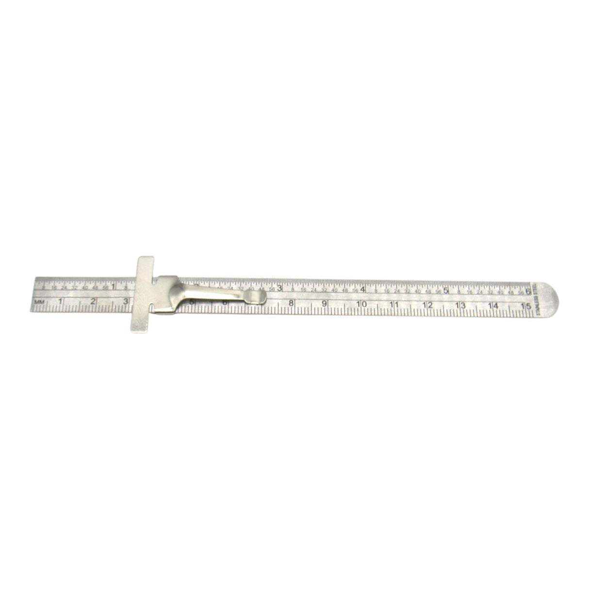 Metric 6" Steel Ruler with Pocket Clip - Part #301ME - Central Michigan Sewing Supplies