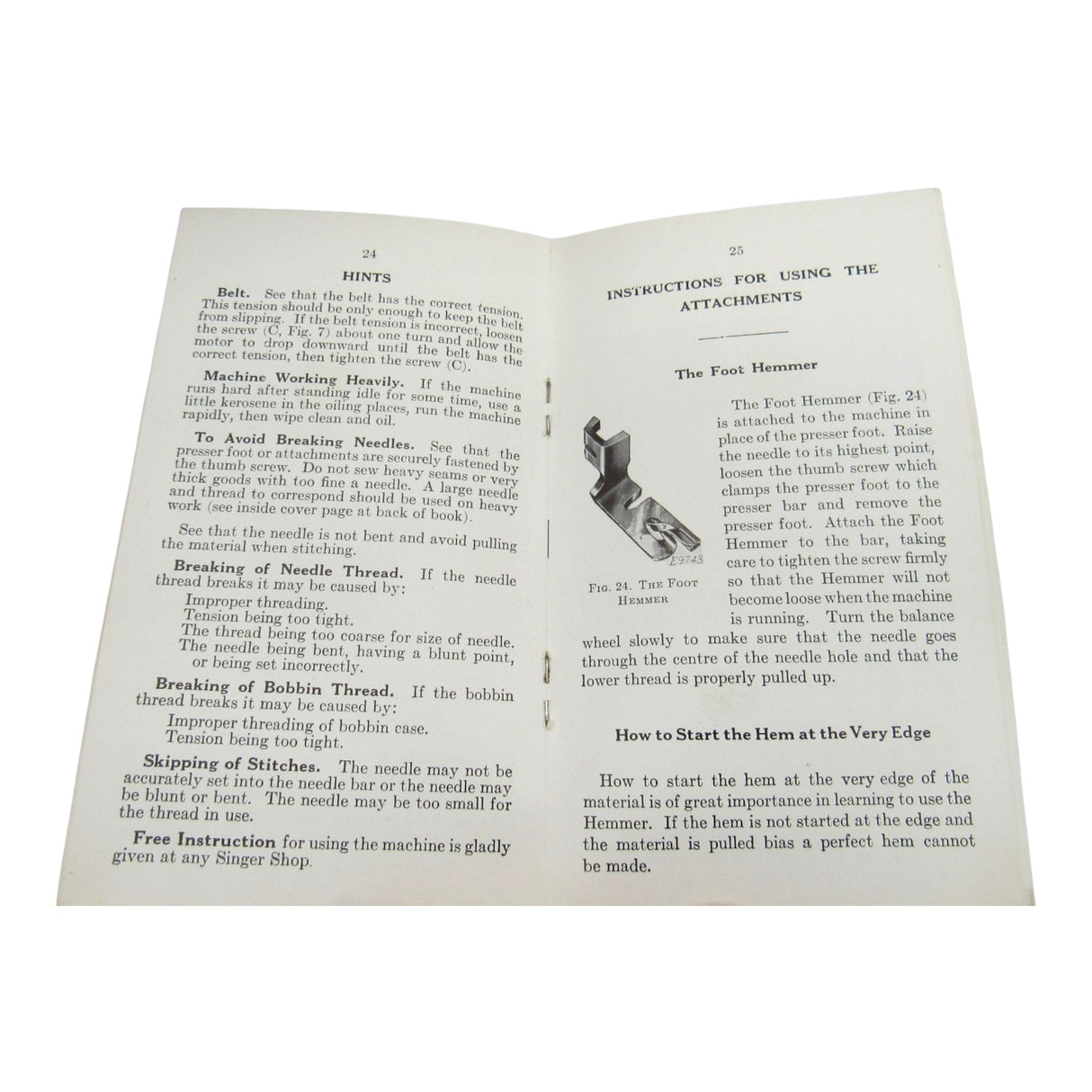 Original Singer 221-1 Instruction Manual Form 18740 Rev. 1235 (December 1935) - School-Bell Edition - Central Michigan Sewing Supplies