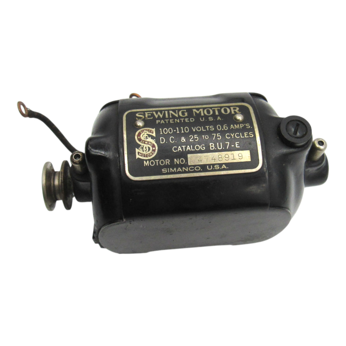 Vintage Original Singer Motor B.U.7-E - Central Michigan Sewing Supplies