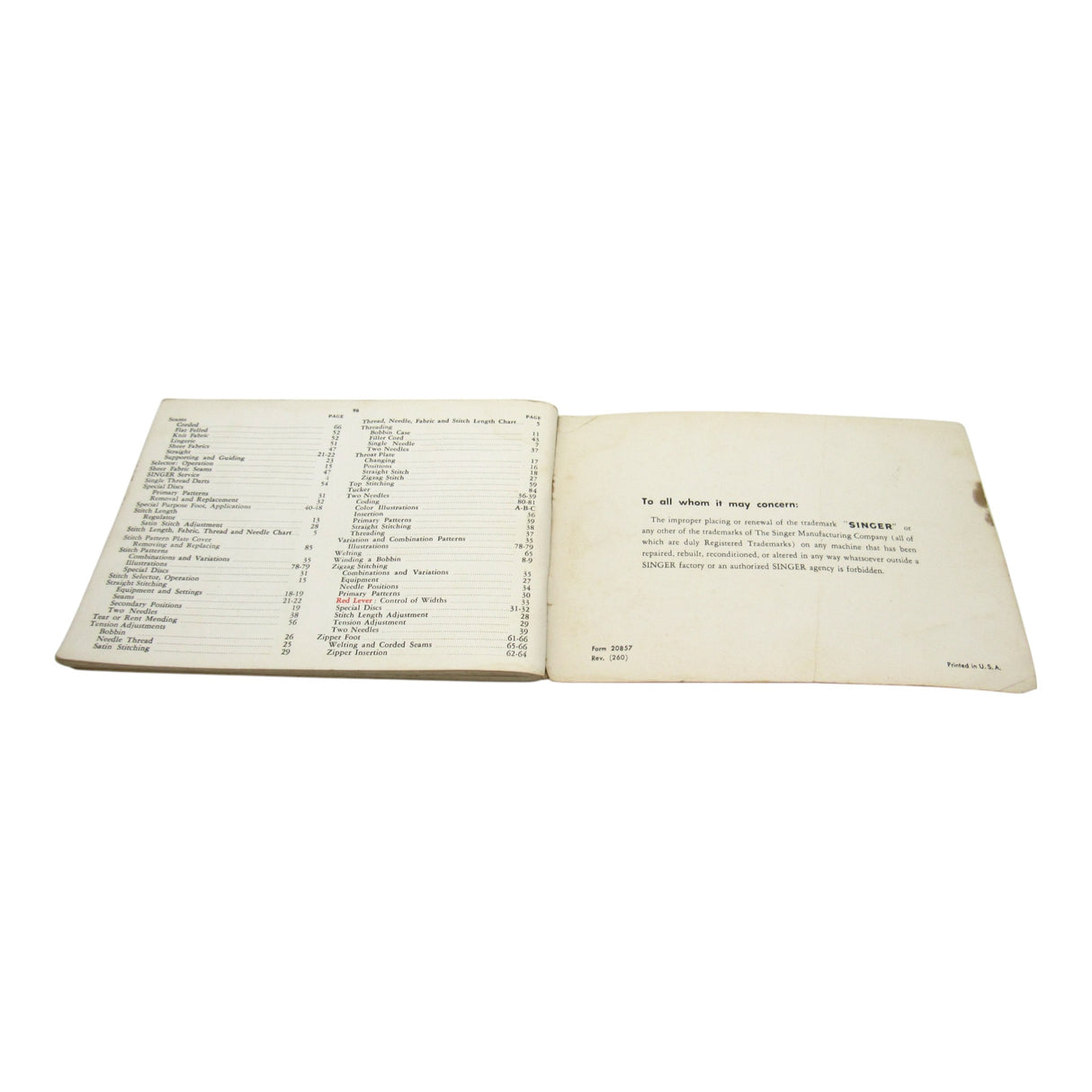 Original Singer Sewing Machine Model 401A Instruction Manual - Central Michigan Sewing Supplies