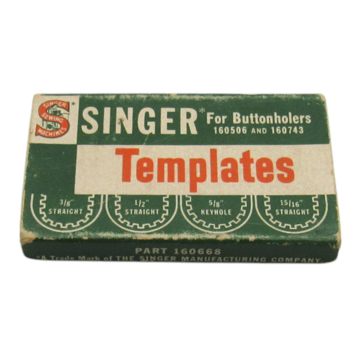 Vintage Original Singer Buttonholer Templates 3/8" straight, 1/2" straight, 5/8" Keyhole, 15/16" straight - Central Michigan Sewing Supplies