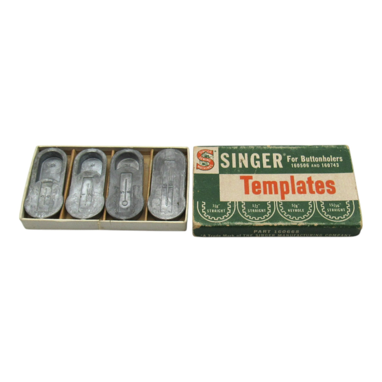 Vintage Original Singer Buttonholer Templates 3/8" straight, 1/2" straight, 5/8" Keyhole, 15/16" straight - Central Michigan Sewing Supplies