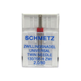 Schmetz Sewing Machine Twin Needle 2 mm Wide Size 12 - Central Michigan Sewing Supplies