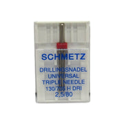Schmetz Sewing Machine Triple Needle 2.5 mm Wide Size 12 - Central Michigan Sewing Supplies