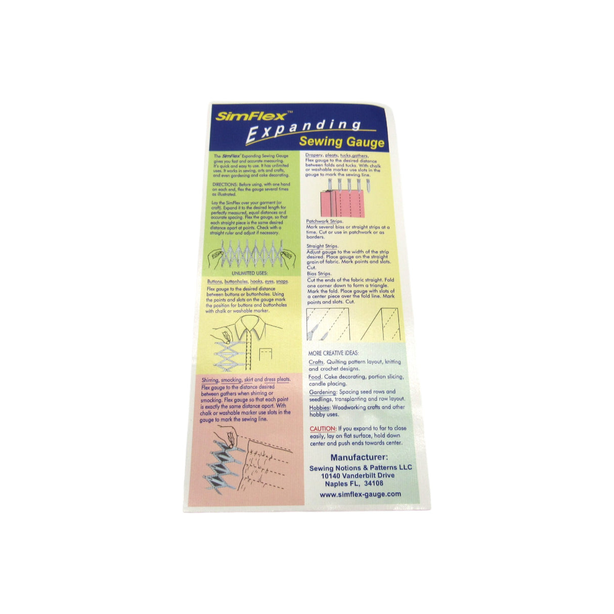 SimFlex Expanding Sewing Gauge Shirring, Smocking, Buttons, Pleats - Central Michigan Sewing Supplies