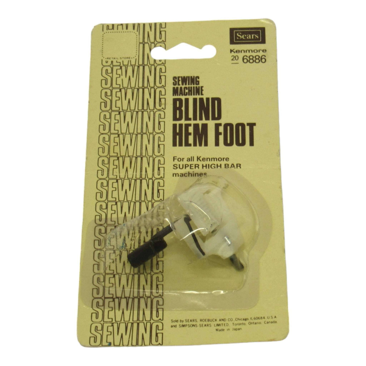 Original Kenmore Sewing Machine Super High Shank Bind Hem Foot - Central Michigan Sewing Supplies