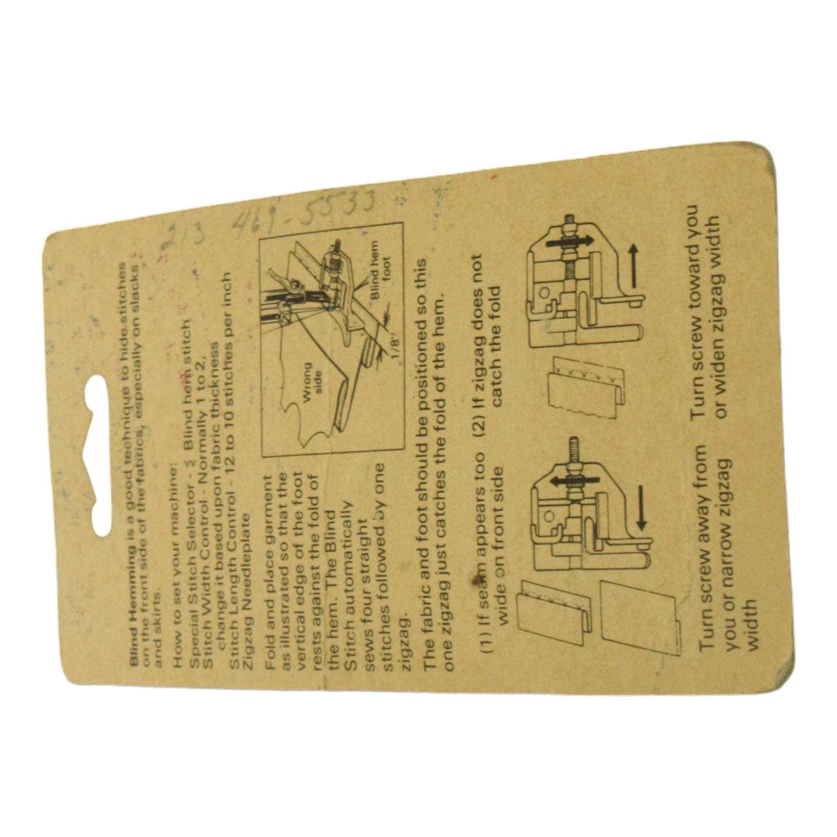 Original Kenmore Sewing Machine Super High Shank Bind Hem Foot - Central Michigan Sewing Supplies