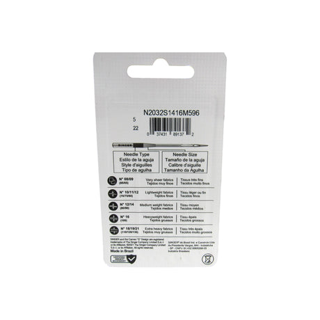 Sewing Machine Leather Needles - Singer Brand Red #2032 - Leather Point 5 pack - Central Michigan Sewing Supplies