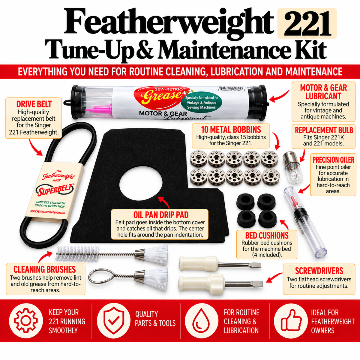 Singer 221 Featherweight Tune-Up & Maintenance Kit