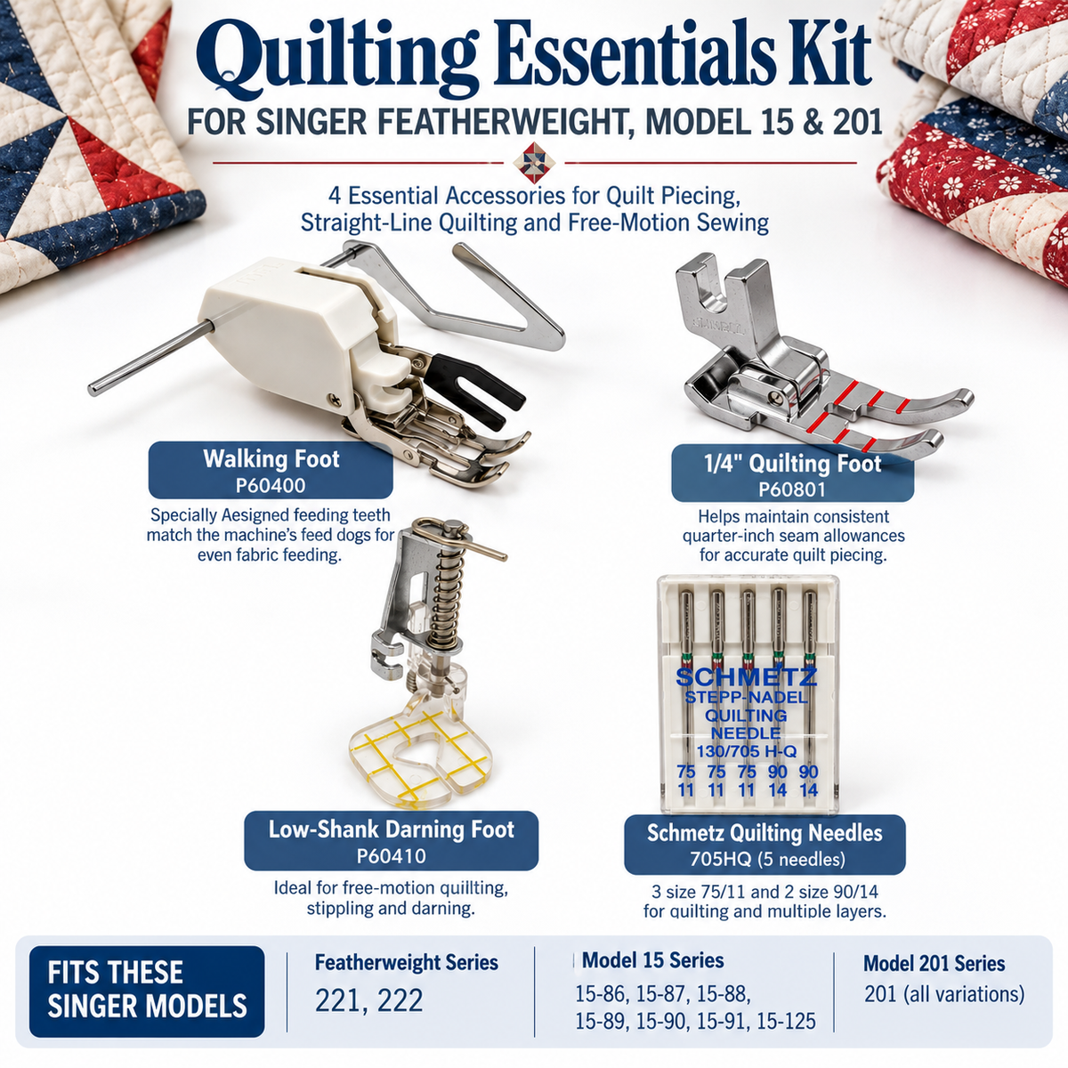Singer Featherweight 221, 222, 15-91 & 201 Quilting Kit - Central Michigan Sewing Supplies