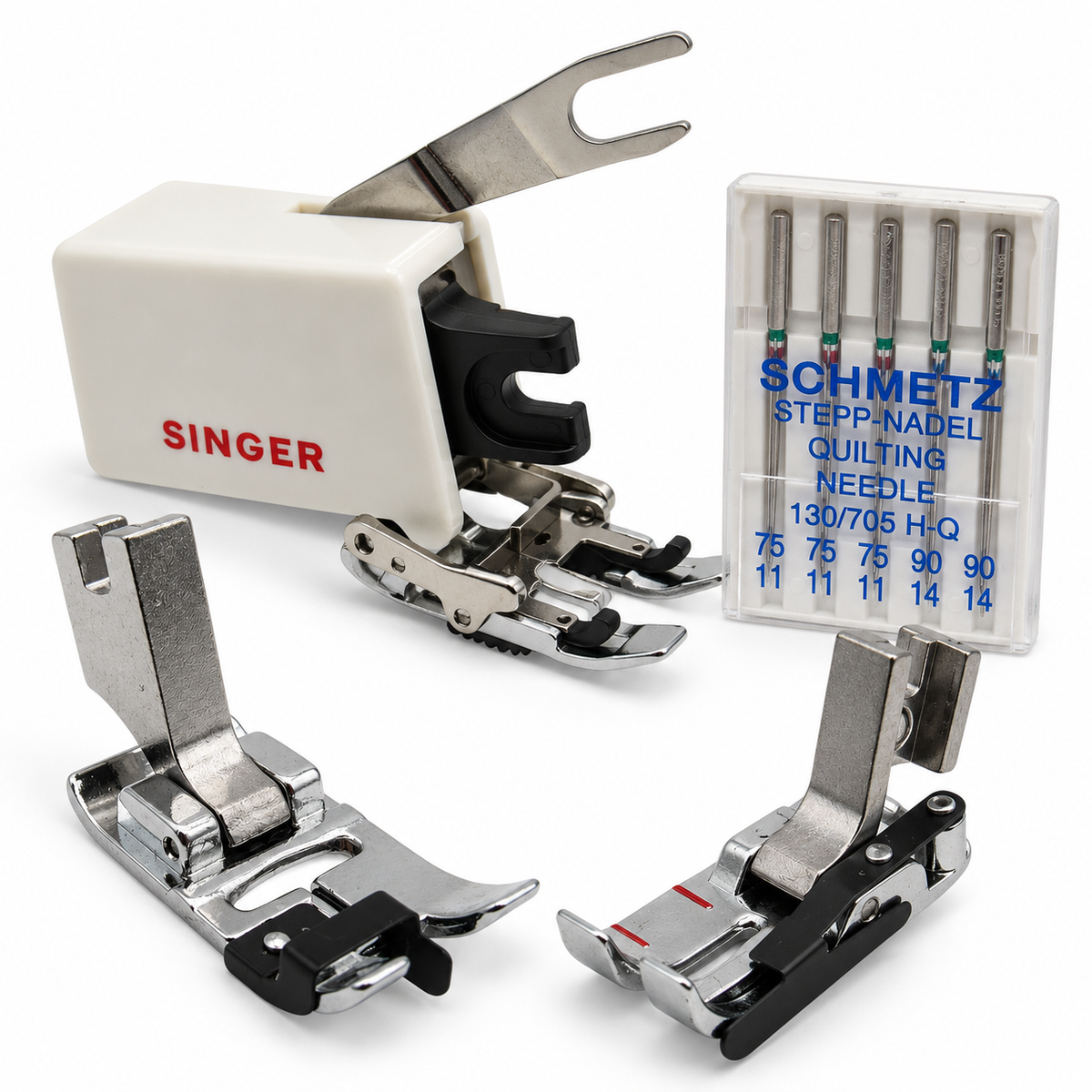 Singer Slant Needle Precision Quilting Kit – Walking Foot, Stitch-in-the-Ditch Foot, 1/4" Foot & Needles