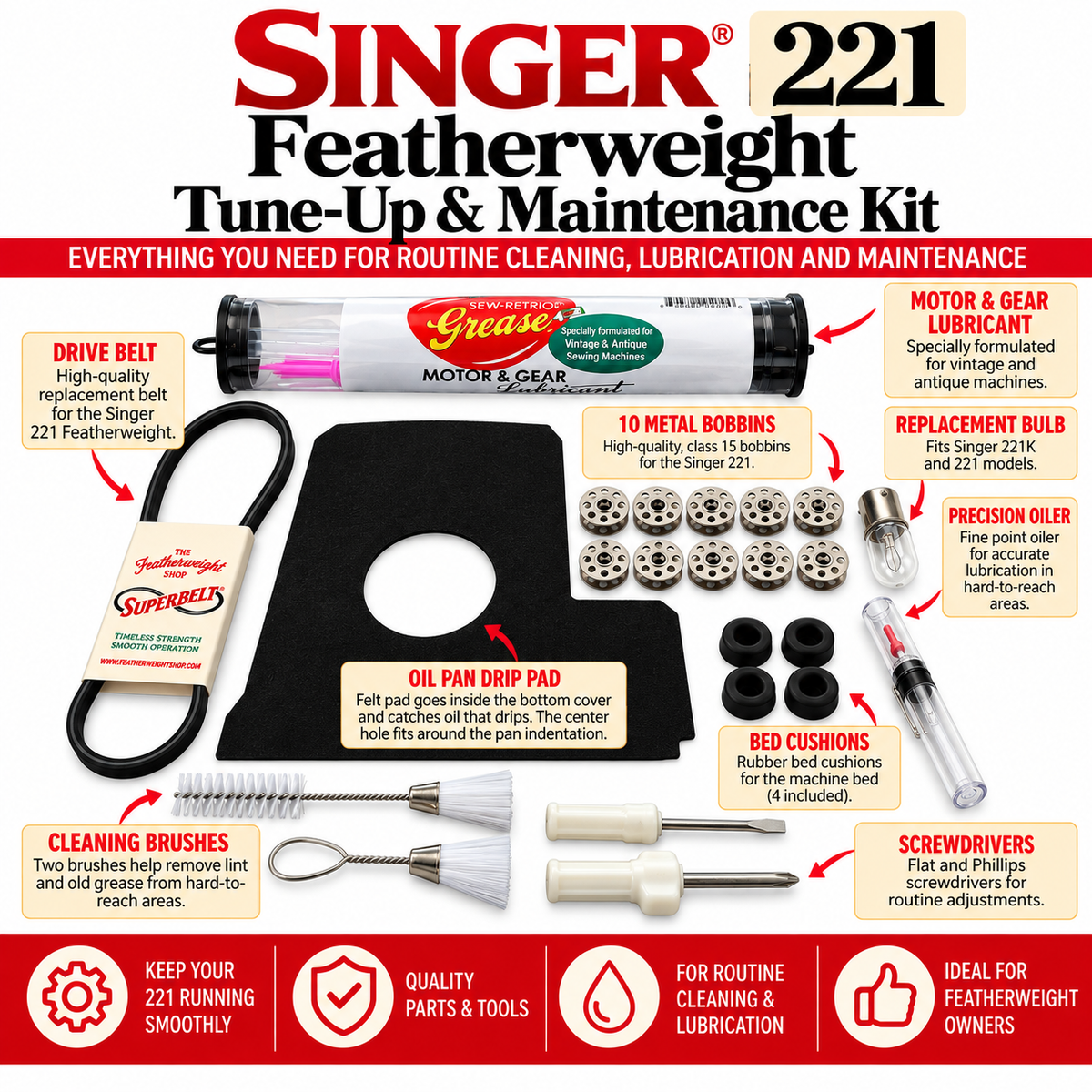 Singer 221 Featherweight Tune-Up & Maintenance Kit
