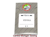 Organ Needles Leather Point Pack of Ten 15X1 Available in size 11, 14, 16, 18, - Central Michigan Sewing Supplies