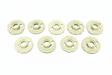 White sewing machine bobbins with white background