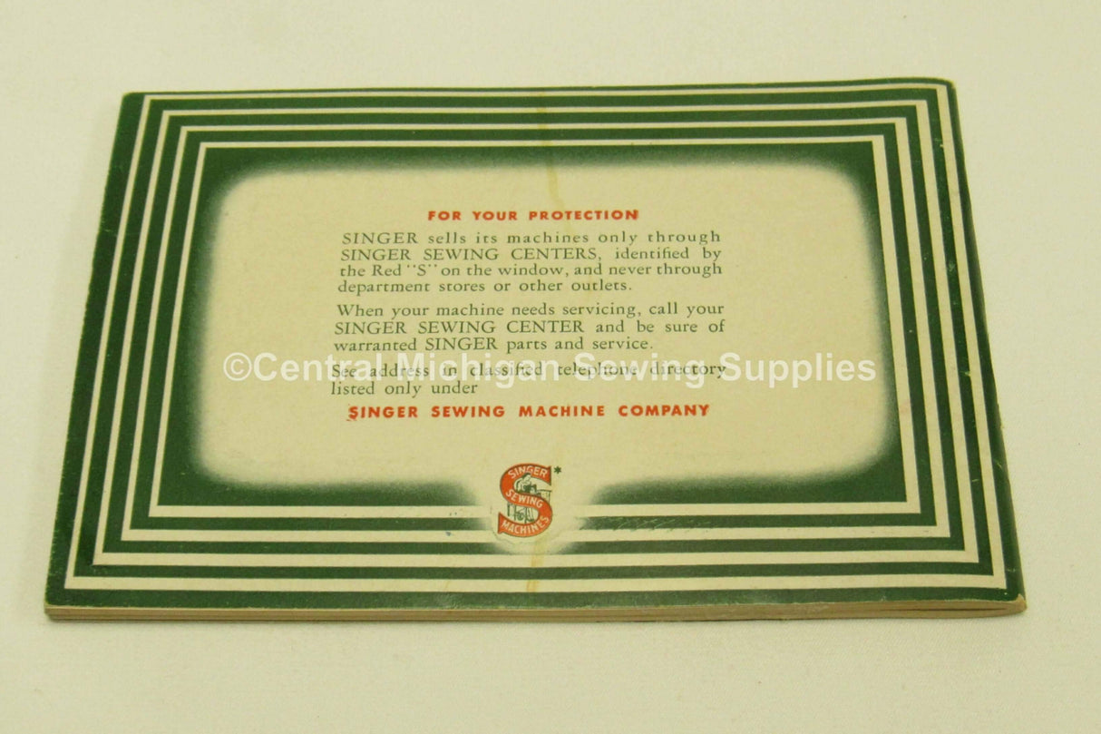 Vintage Original Singer Sewing Machine Model 66-16 Instruction Manual - Central Michigan Sewing Supplies