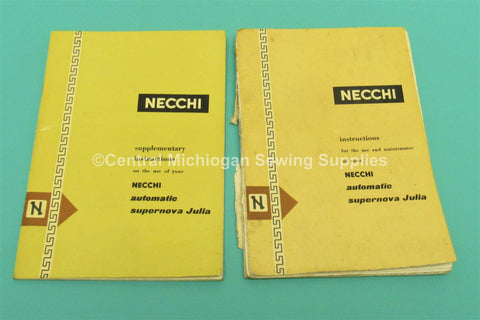 Vintage Original Necchi Sewing Machine SuperNova Julia Instruction Manuals - Central Michigan Sewing Supplies