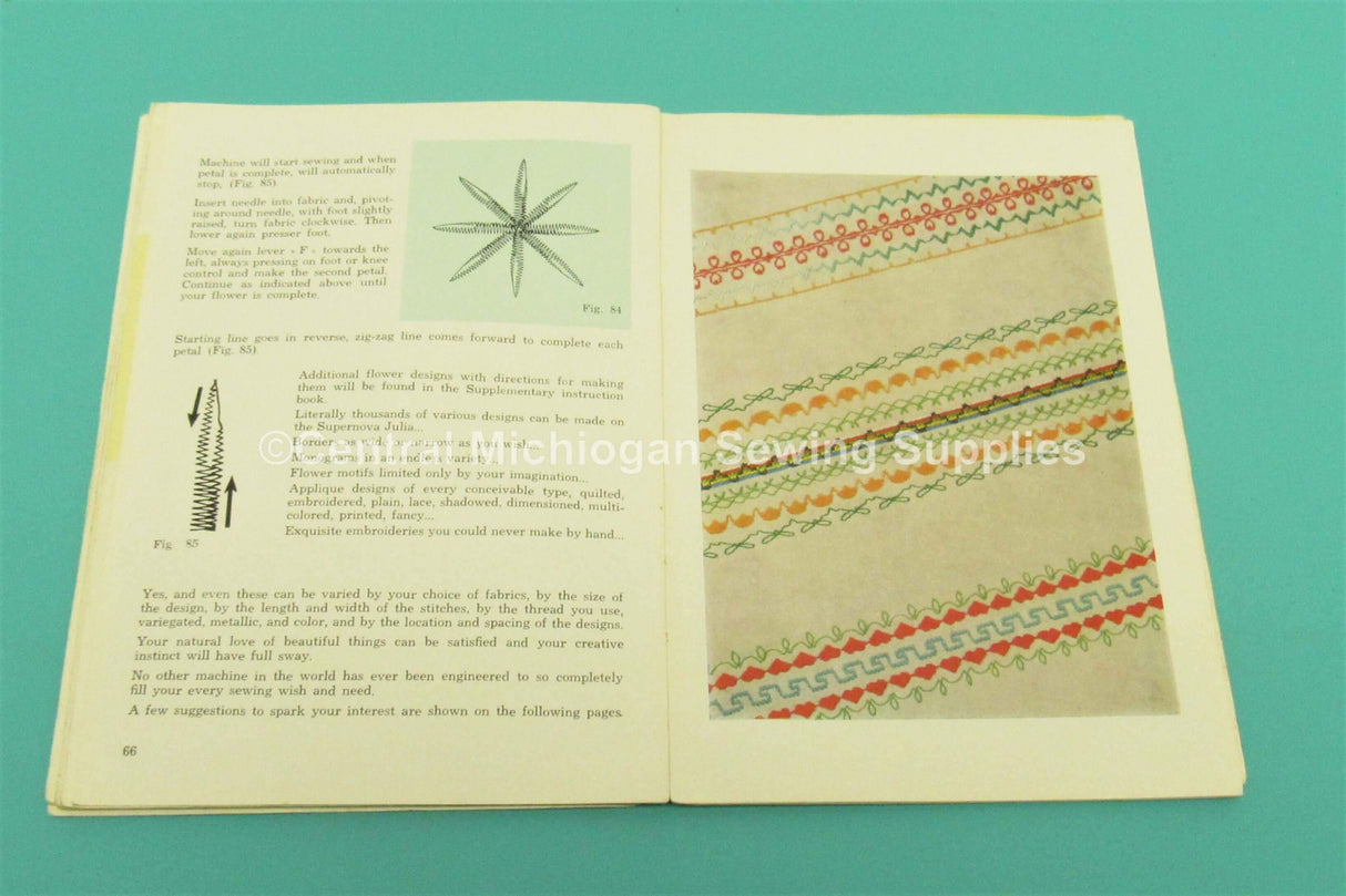 Vintage Original Necchi Sewing Machine SuperNova Julia Instruction Manuals - Central Michigan Sewing Supplies