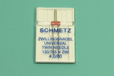 Schmetz Sewing Machine Twin Needle 4 mm Wide Available is size 12, 14, 16