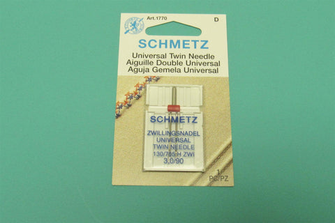Schmetz Sewing Machine Twin Needle 3 mm Wide Size 14 - Central Michigan Sewing Supplies