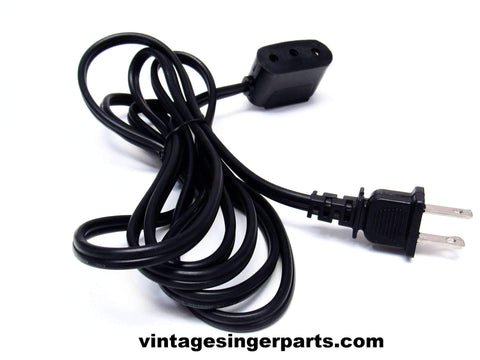 Power Cord Single Lead - Fits Singer Models 66, 99, 15-86, 15-88, 15-90, 15-91, 201, 206W, 206K, 285K, 301, 306K, 306W, 319, 319W