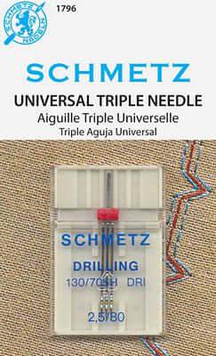 Schmetz Sewing Machine Triple Needle 2.5 mm Wide Size 12 - Central Michigan Sewing Supplies